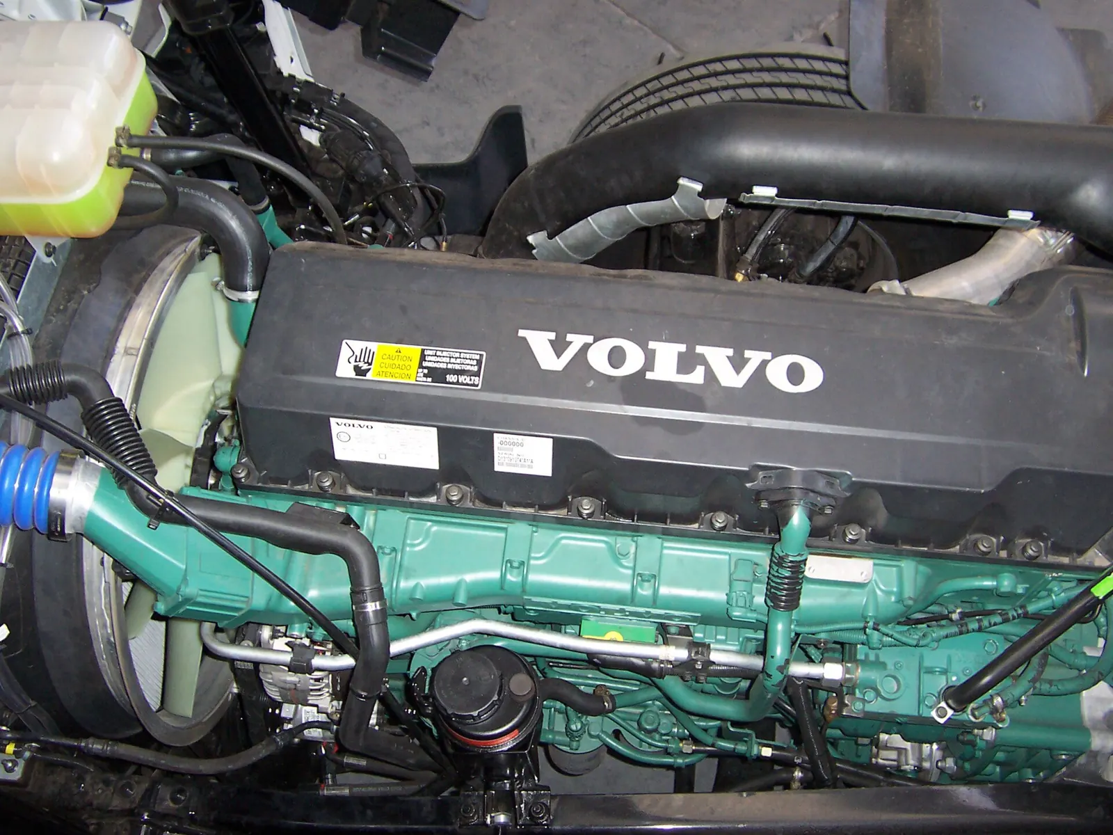 Volvo D13 engine installed in a truck